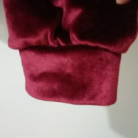 Molly Bracken Burgundy/Wine Red Velvet Hoodie Bomber Jacket - Picture 4 of 6